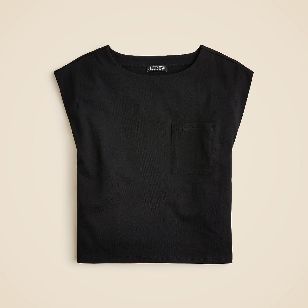 NWT!! J. CREW New Mariner Jersey‎ Boatneck Muscle T-Shirt Black Preppy X-Small
